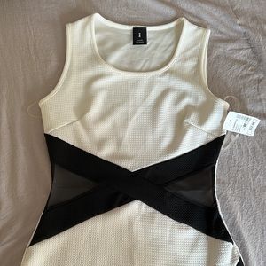 Privately Privileged Mesh Cut out Black and White Mini Dress Size: Medium